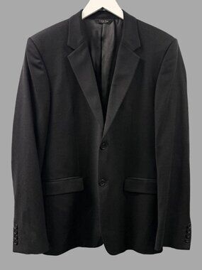 CALVIN KLEIN COLLECTION Black Wool Blazer Jacket Sz IT 50 2 Button Suit Jacket